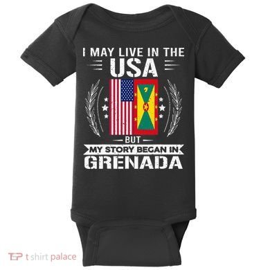 Grenada American And Grenada Flags Proud Grenada Baby Bodysuit