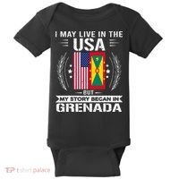 Grenada American And Grenada Flags Proud Grenada Baby Bodysuit thumb 0