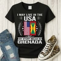 Grenada American And Grenada Flags Proud Grenada Women's T-Shirt thumb 3