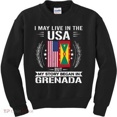 Grenada American And Grenada Flags Proud Grenada Kids Sweatshirt