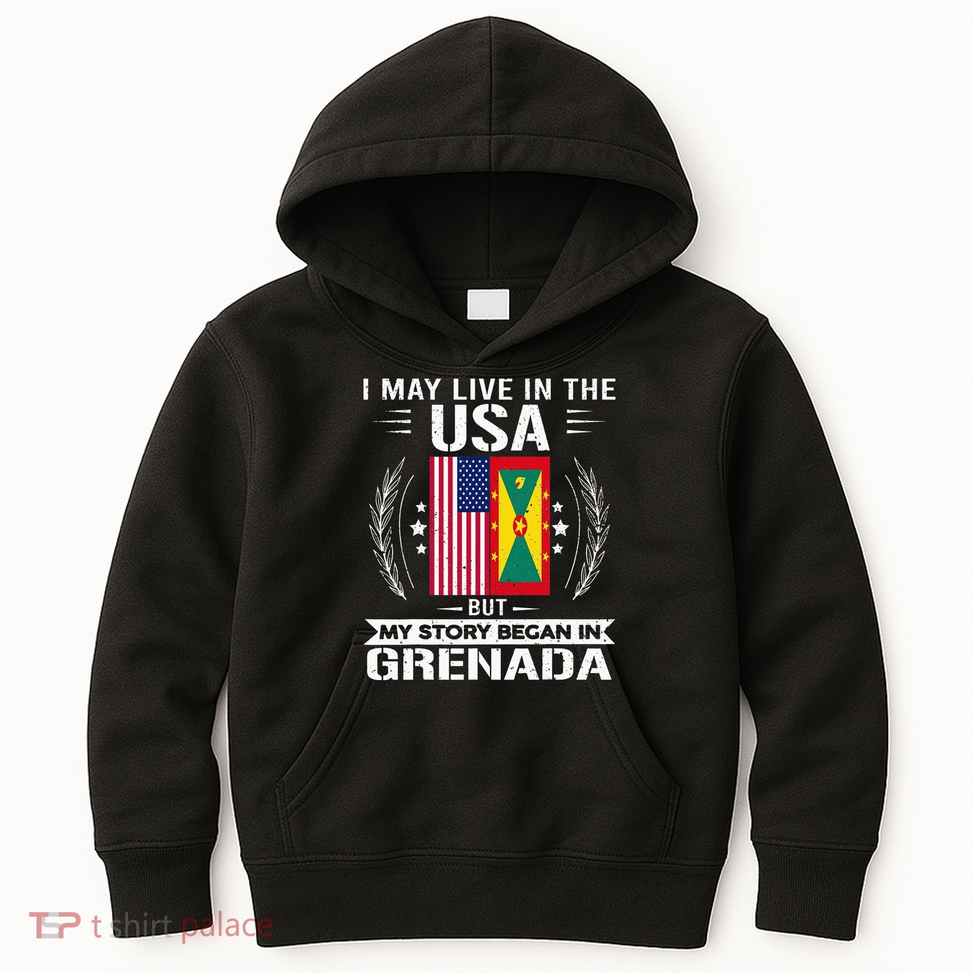 Grenada American And Grenada Flags Proud Grenada Kids Hoodie