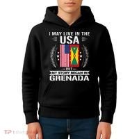 Grenada American And Grenada Flags Proud Grenada Kids Hoodie thumb 4