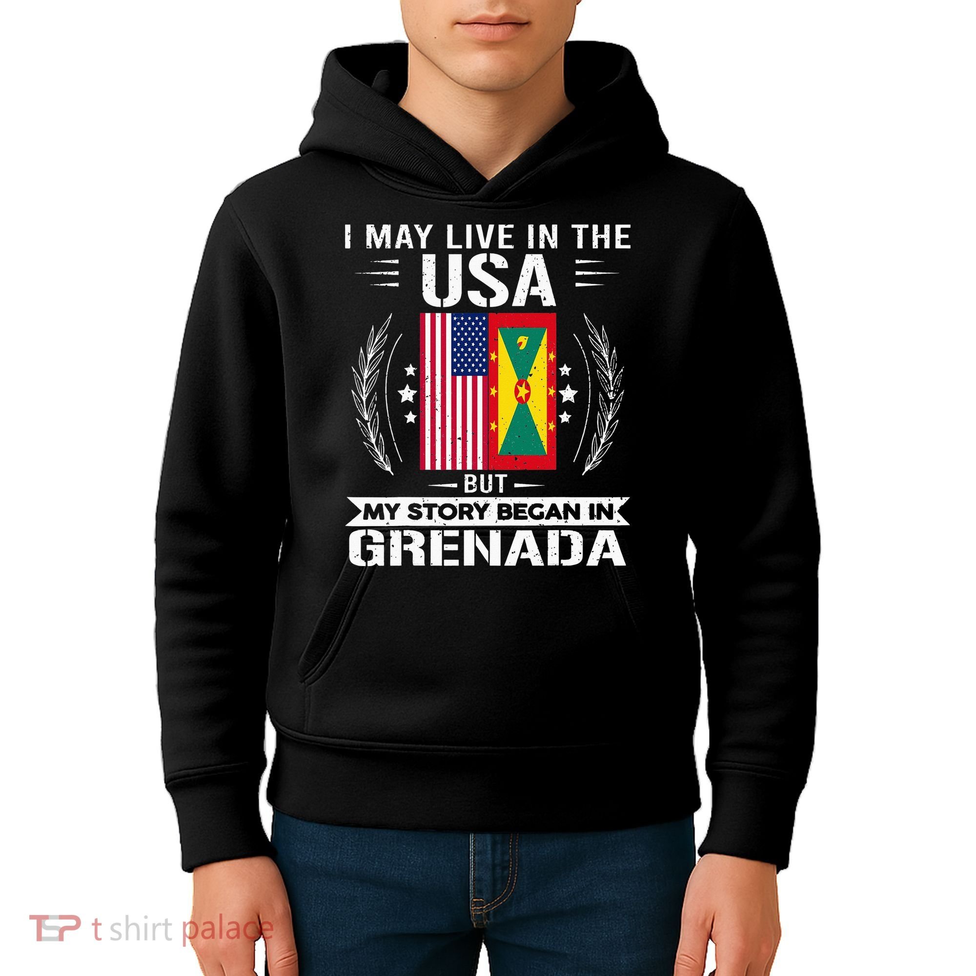 Grenada American And Grenada Flags Proud Grenada Kids Hoodie