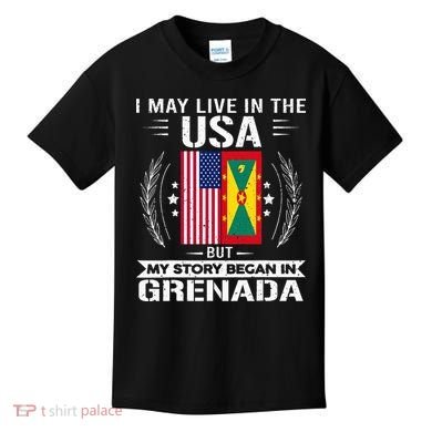 Grenada American And Grenada Flags Proud Grenada Kids T-Shirt