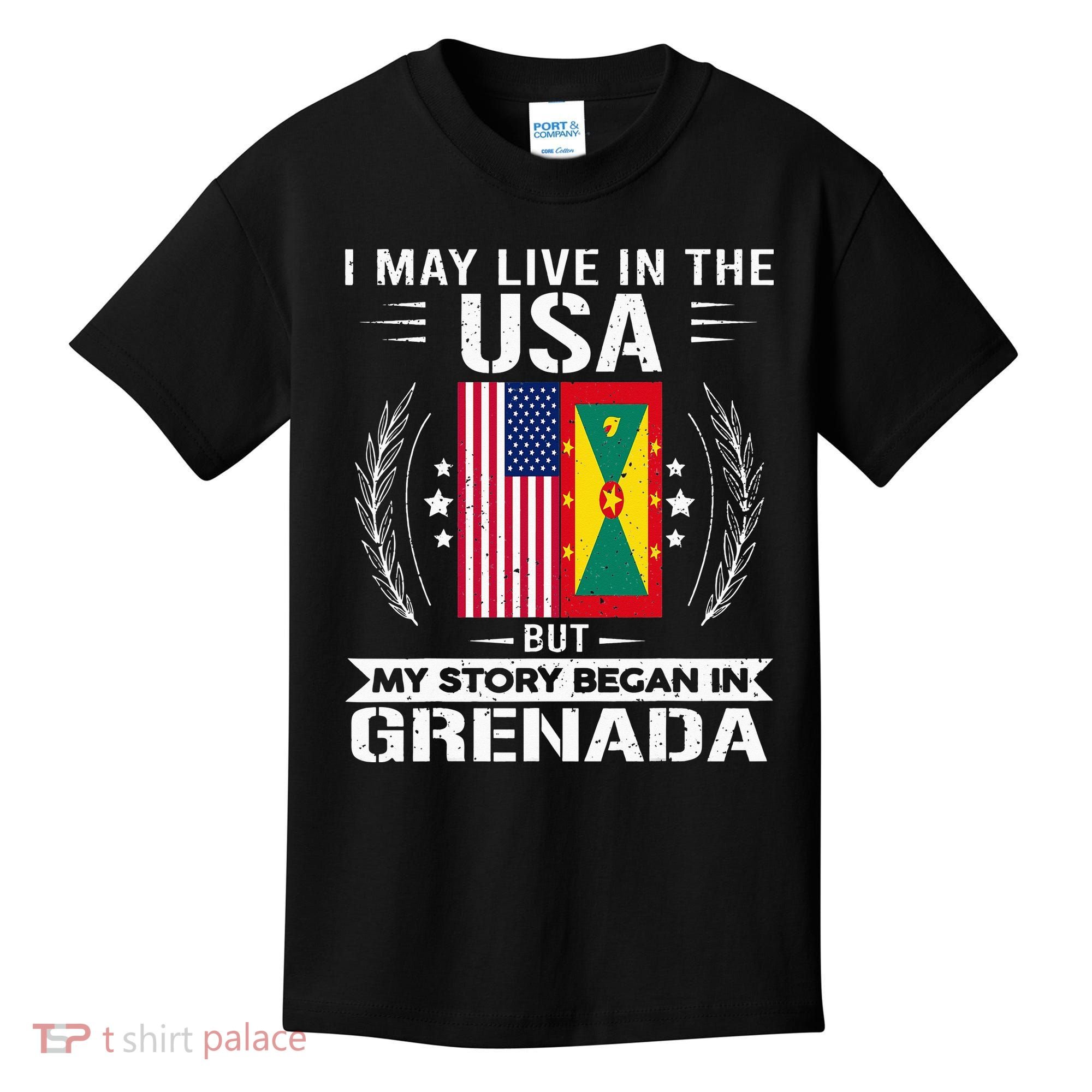 Grenada American And Grenada Flags Proud Grenada Kids T-Shirt