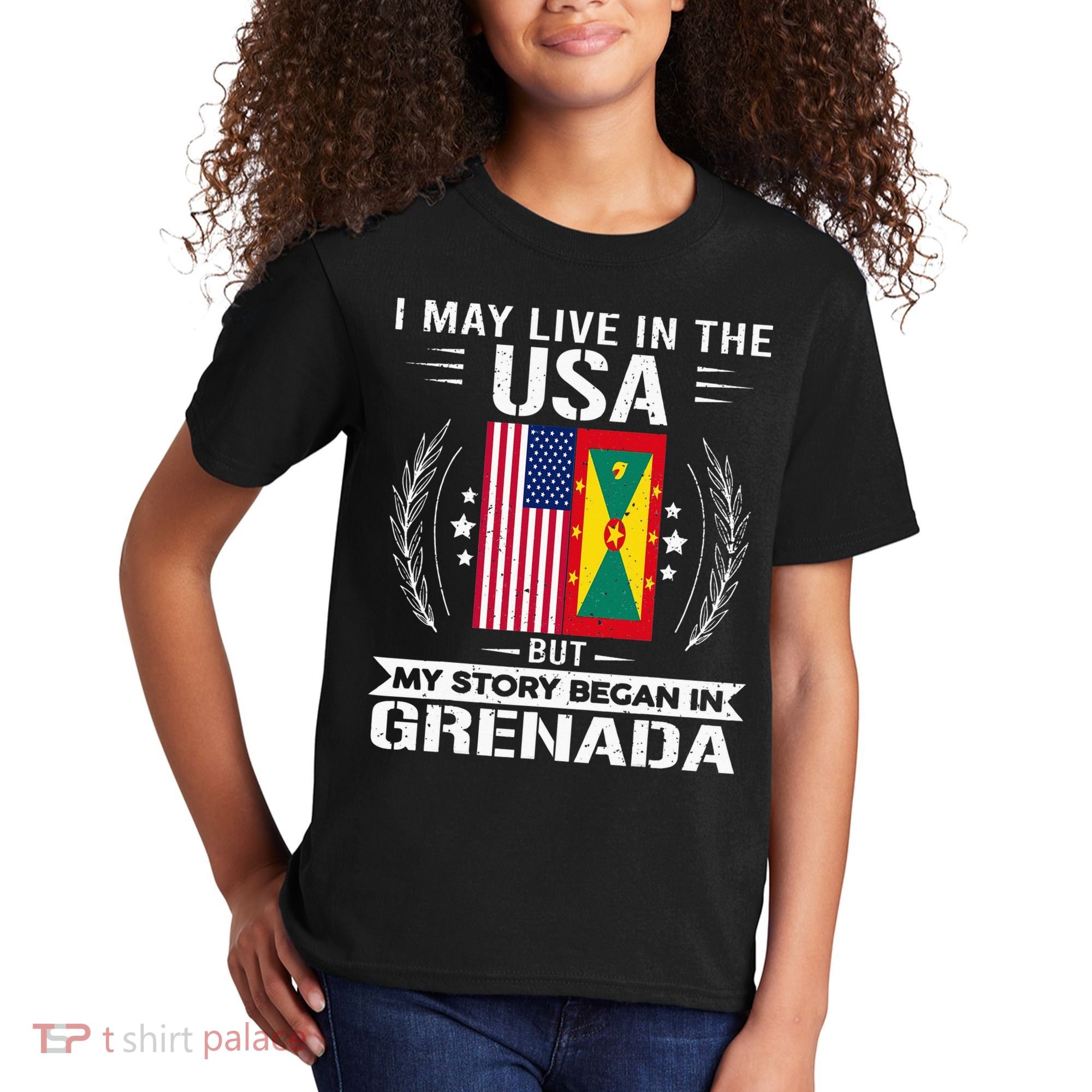 Grenada American And Grenada Flags Proud Grenada Kids T-Shirt