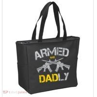 Guns Armed And Dadly Funny Deadly Father Tote Bag thumb 2