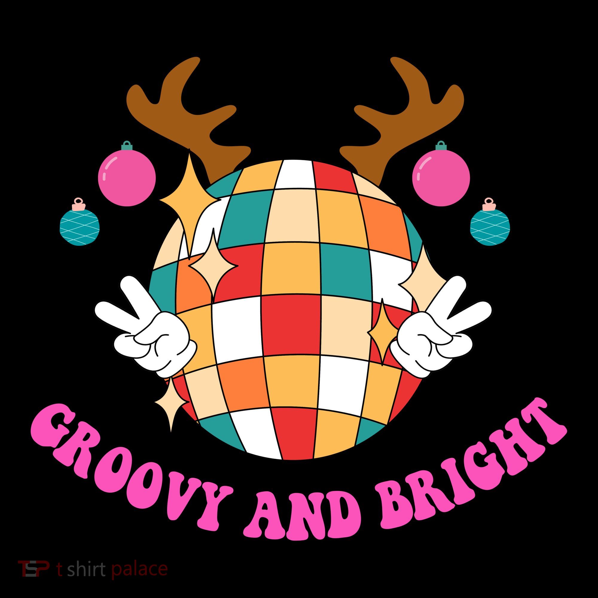 Groovy And Bright Disco Christmas Reindeer Women's Hoodie
