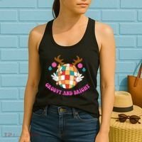Groovy And Bright Disco Christmas Reindeer Women's Tank Top thumb 2