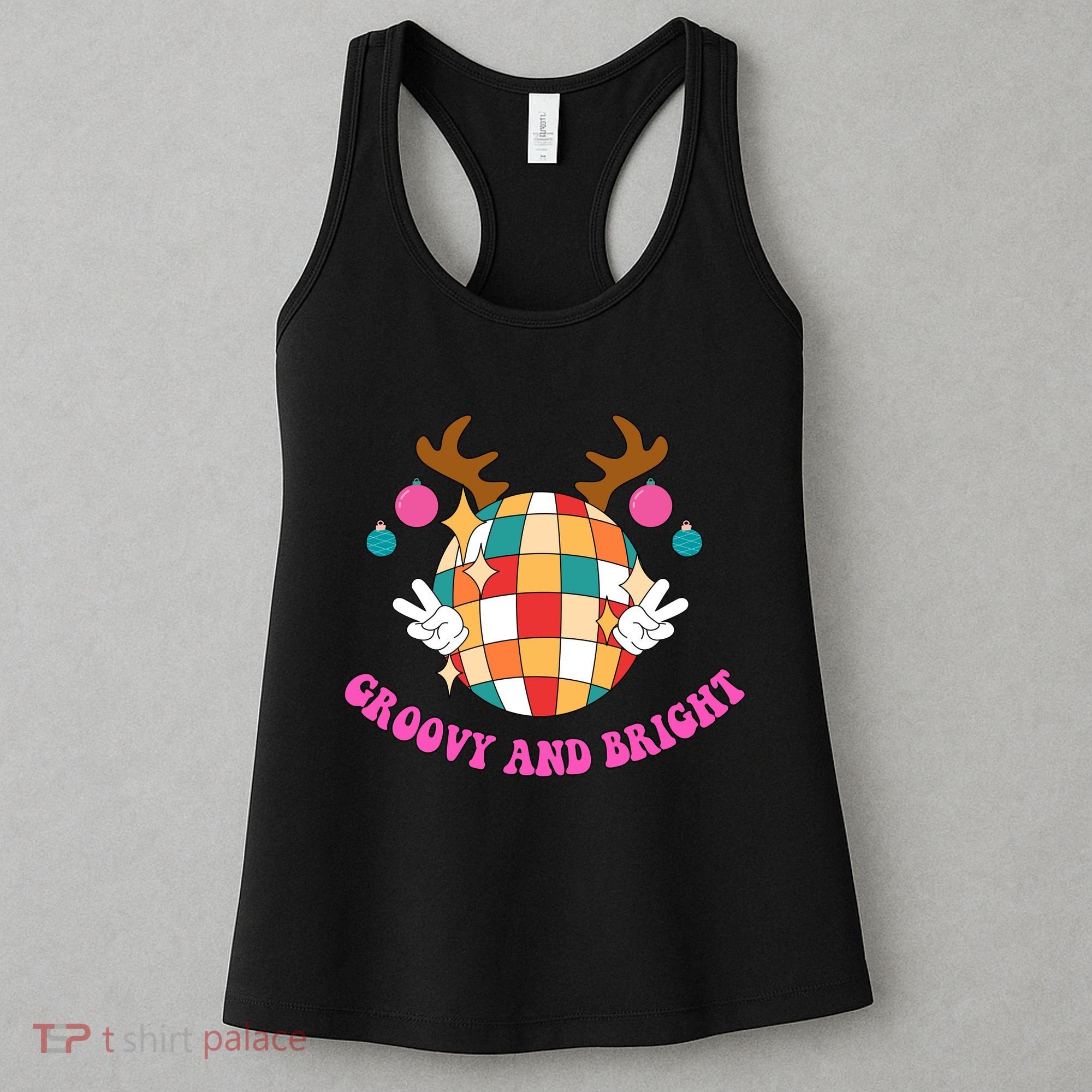 Groovy And Bright Disco Christmas Reindeer Women's Tank Top