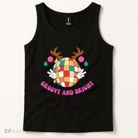 Groovy And Bright Disco Christmas Reindeer Tank Top thumb 2