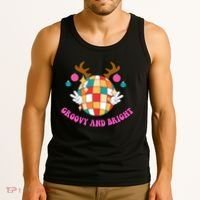 Groovy And Bright Disco Christmas Reindeer Tank Top thumb 3