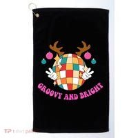 Groovy And Bright Disco Christmas Reindeer Golf Towel thumb 0