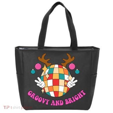 Groovy And Bright Disco Christmas Reindeer Tote Bag