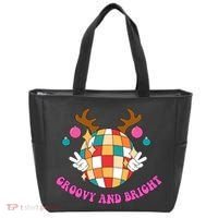 Groovy And Bright Disco Christmas Reindeer Tote Bag thumb 0