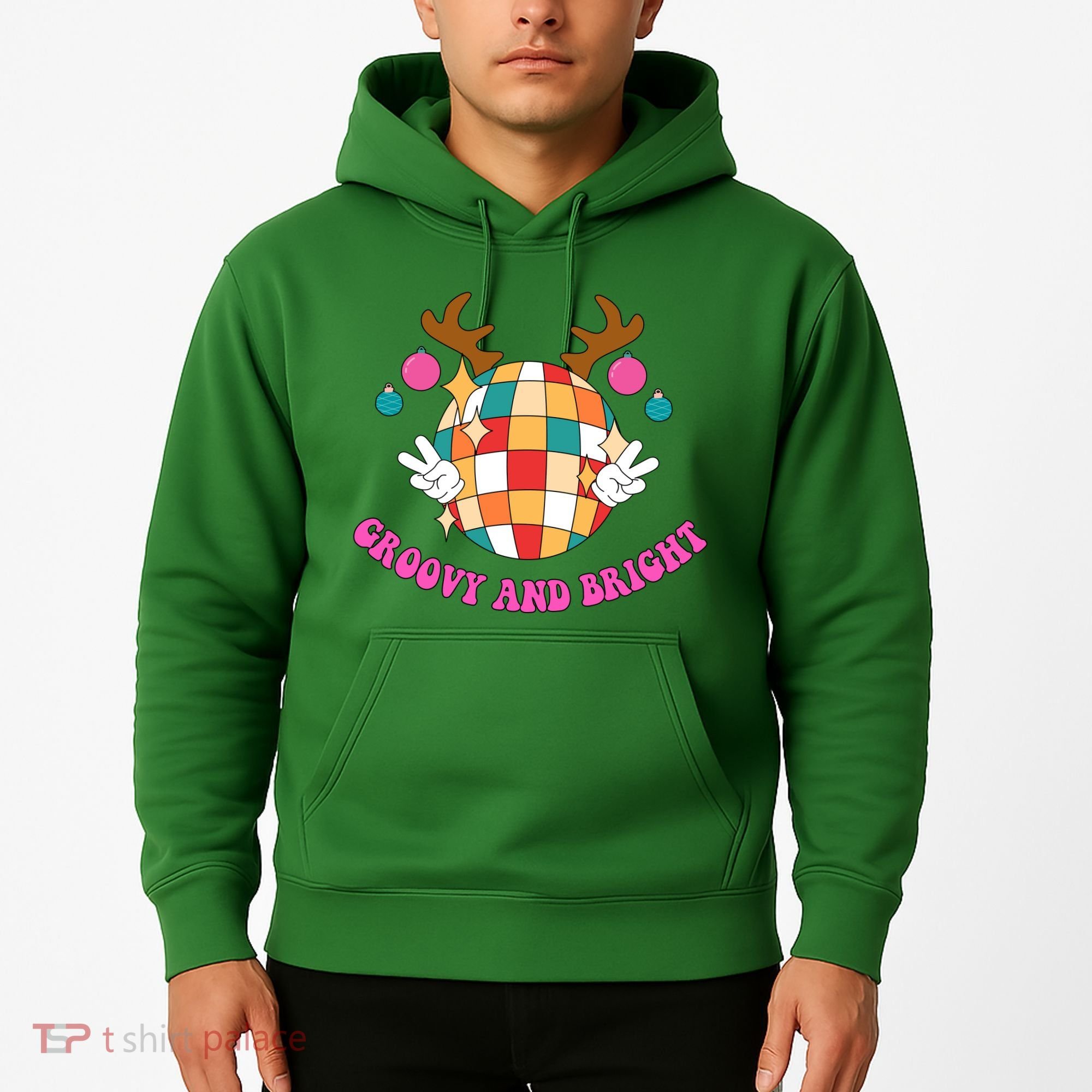 Groovy And Bright Disco Christmas Reindeer Hoodie