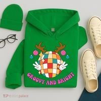 Groovy And Bright Disco Christmas Reindeer Hoodie thumb 4