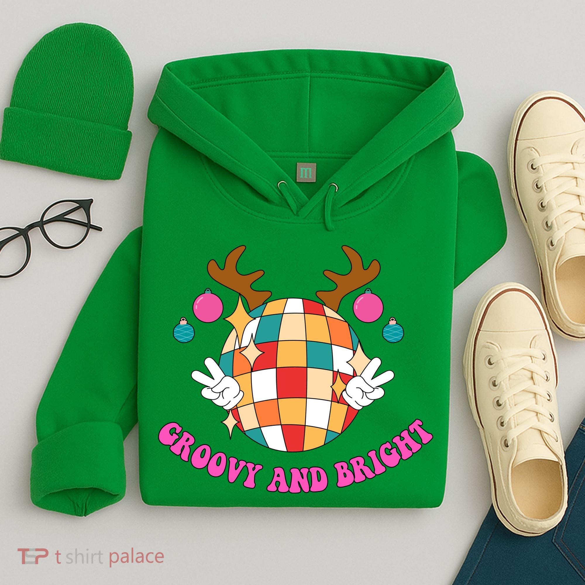 Groovy And Bright Disco Christmas Reindeer Hoodie