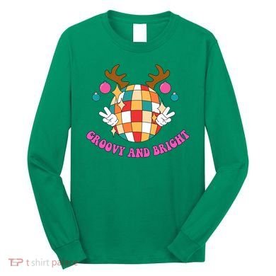 Groovy And Bright Disco Christmas Reindeer Long Sleeve Shirt