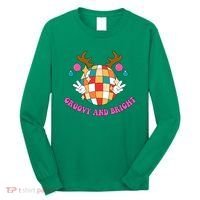 Groovy And Bright Disco Christmas Reindeer Long Sleeve Shirt thumb 0
