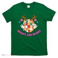Groovy And Bright Disco Christmas Reindeer T-Shirt thumb 0