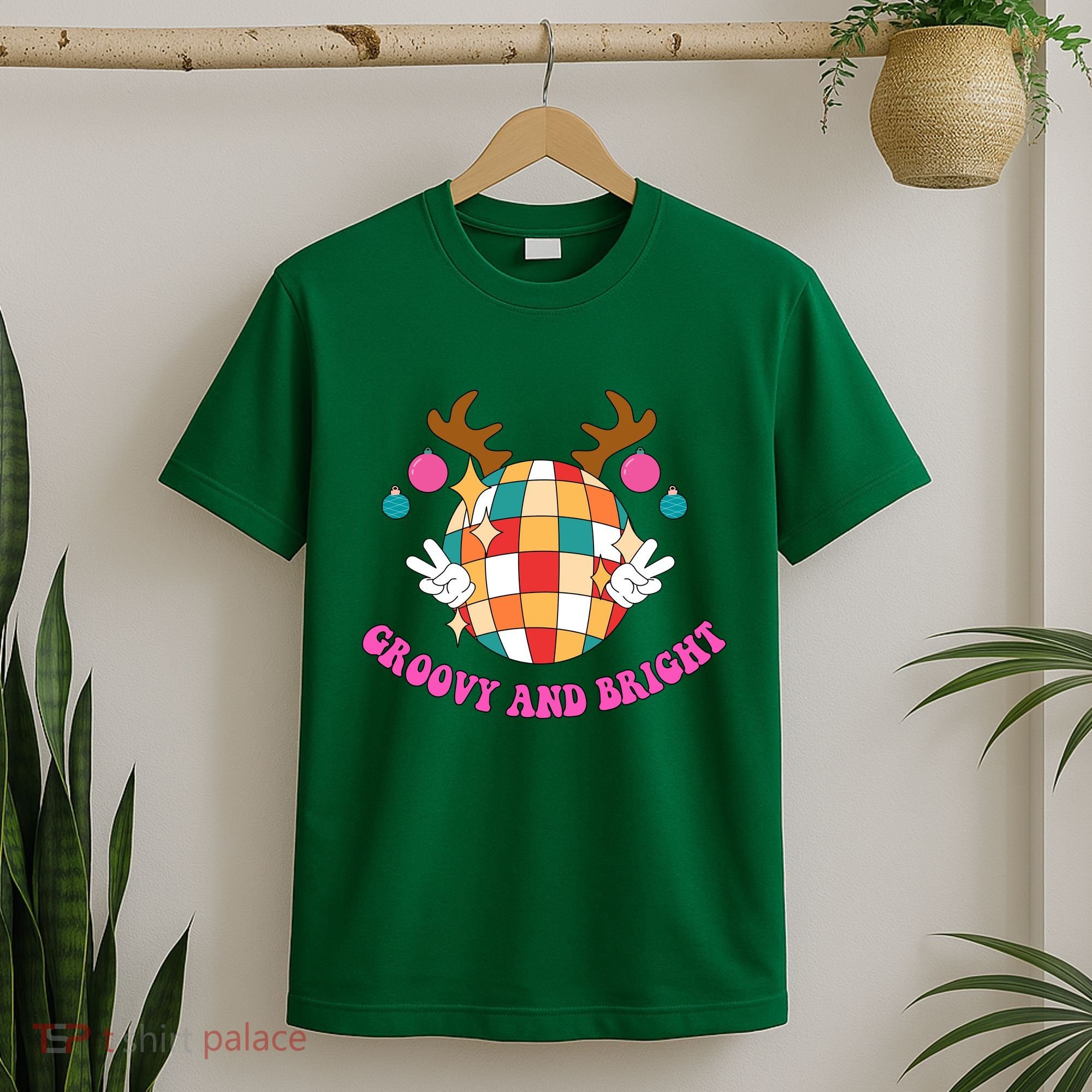 Groovy And Bright Disco Christmas Reindeer T-Shirt