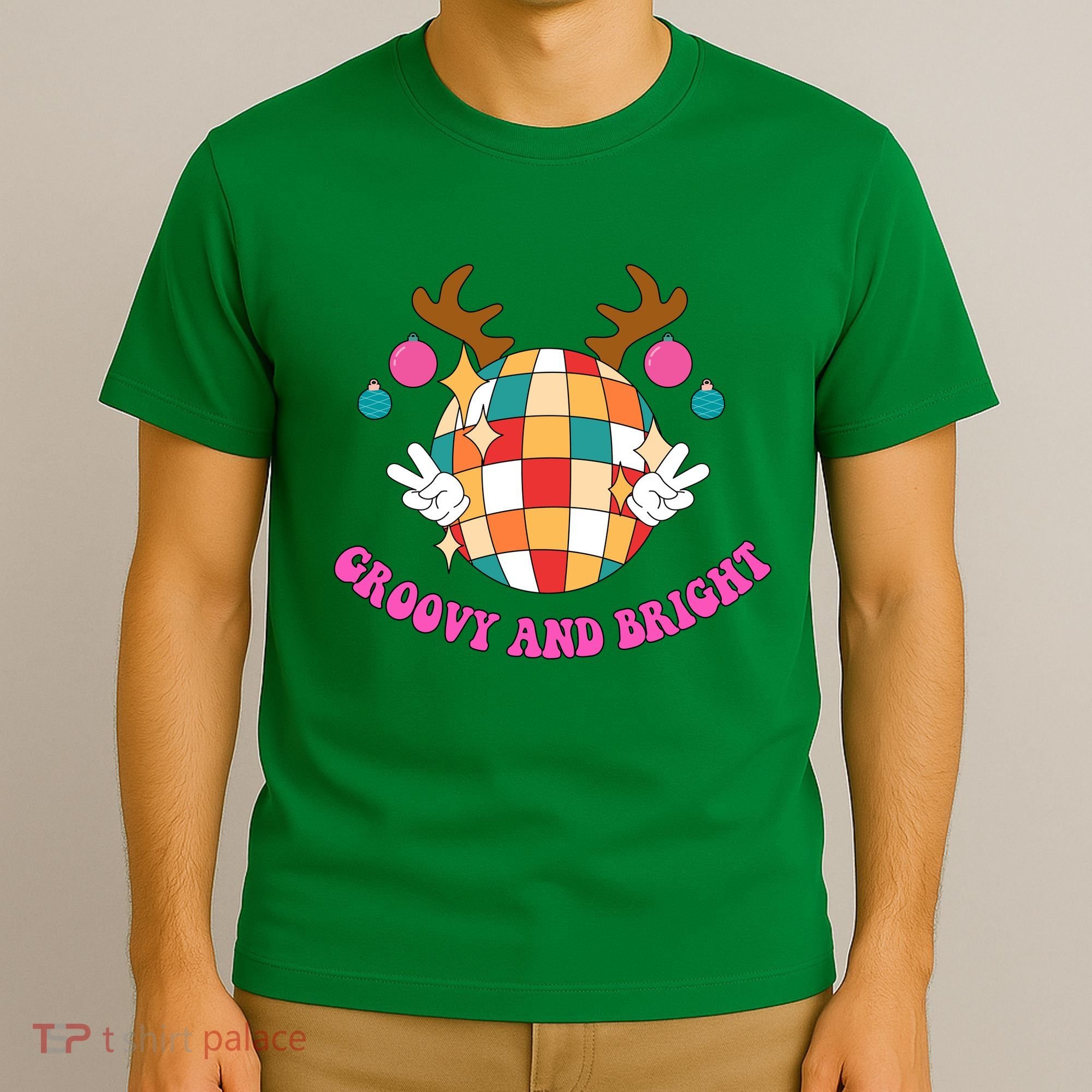 Groovy And Bright Disco Christmas Reindeer T-Shirt