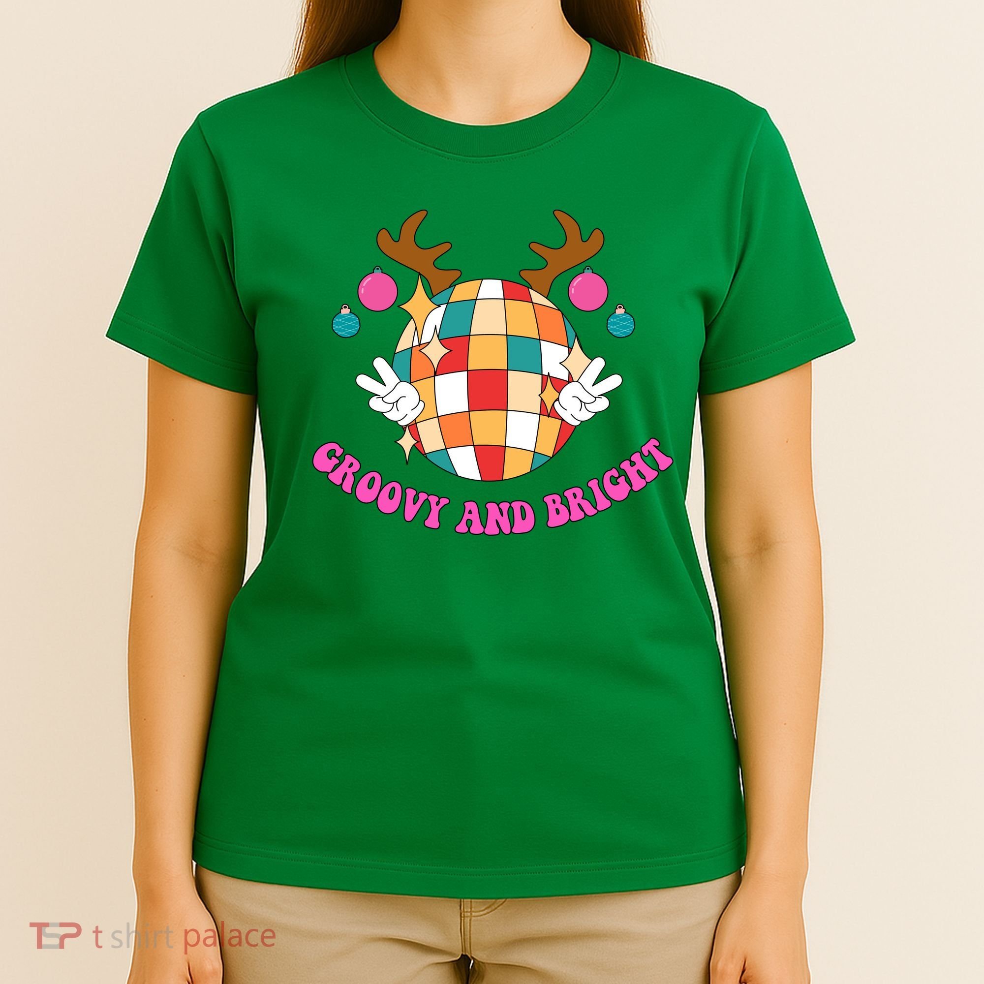 Groovy And Bright Disco Christmas Reindeer T-Shirt