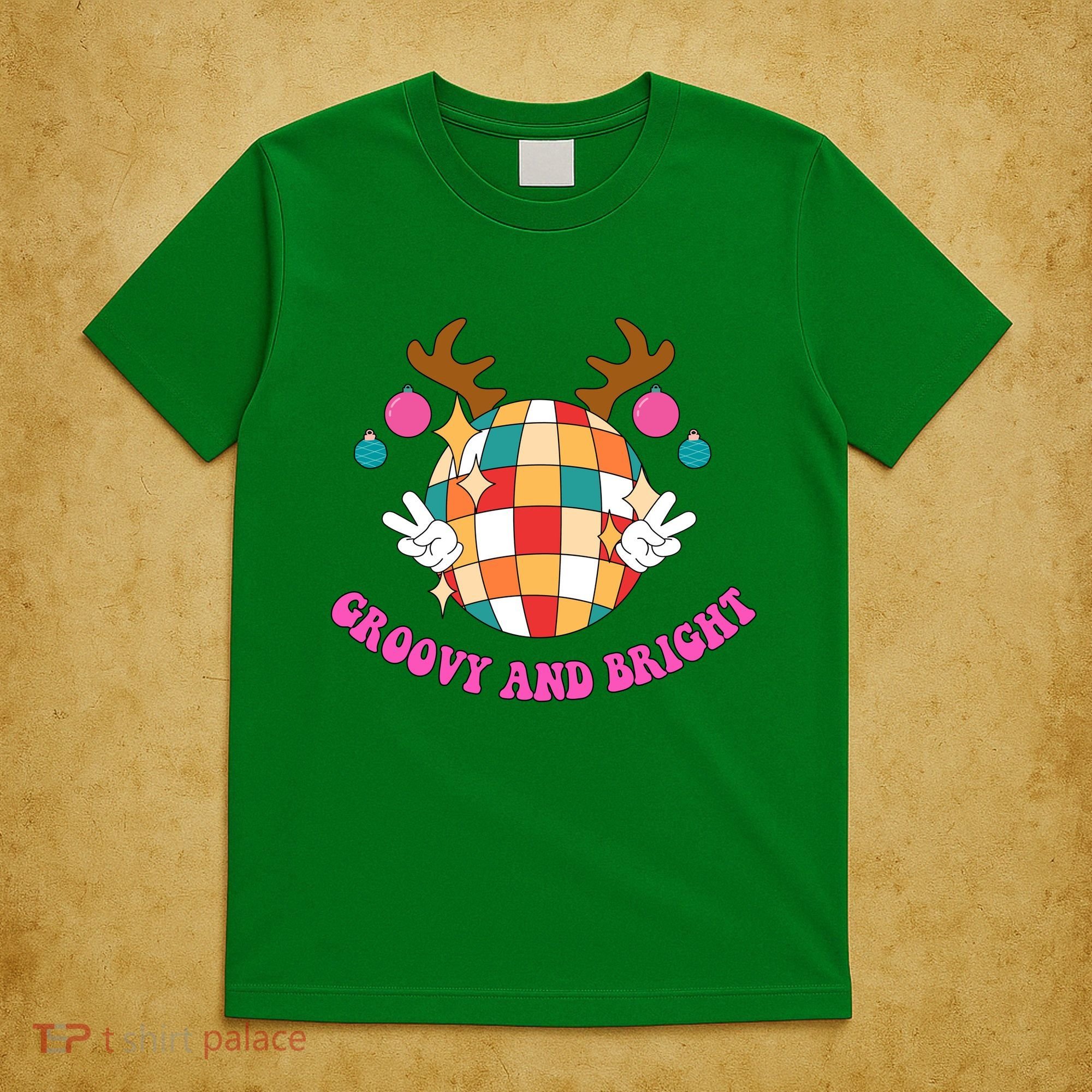 Groovy And Bright Disco Christmas Reindeer T-Shirt
