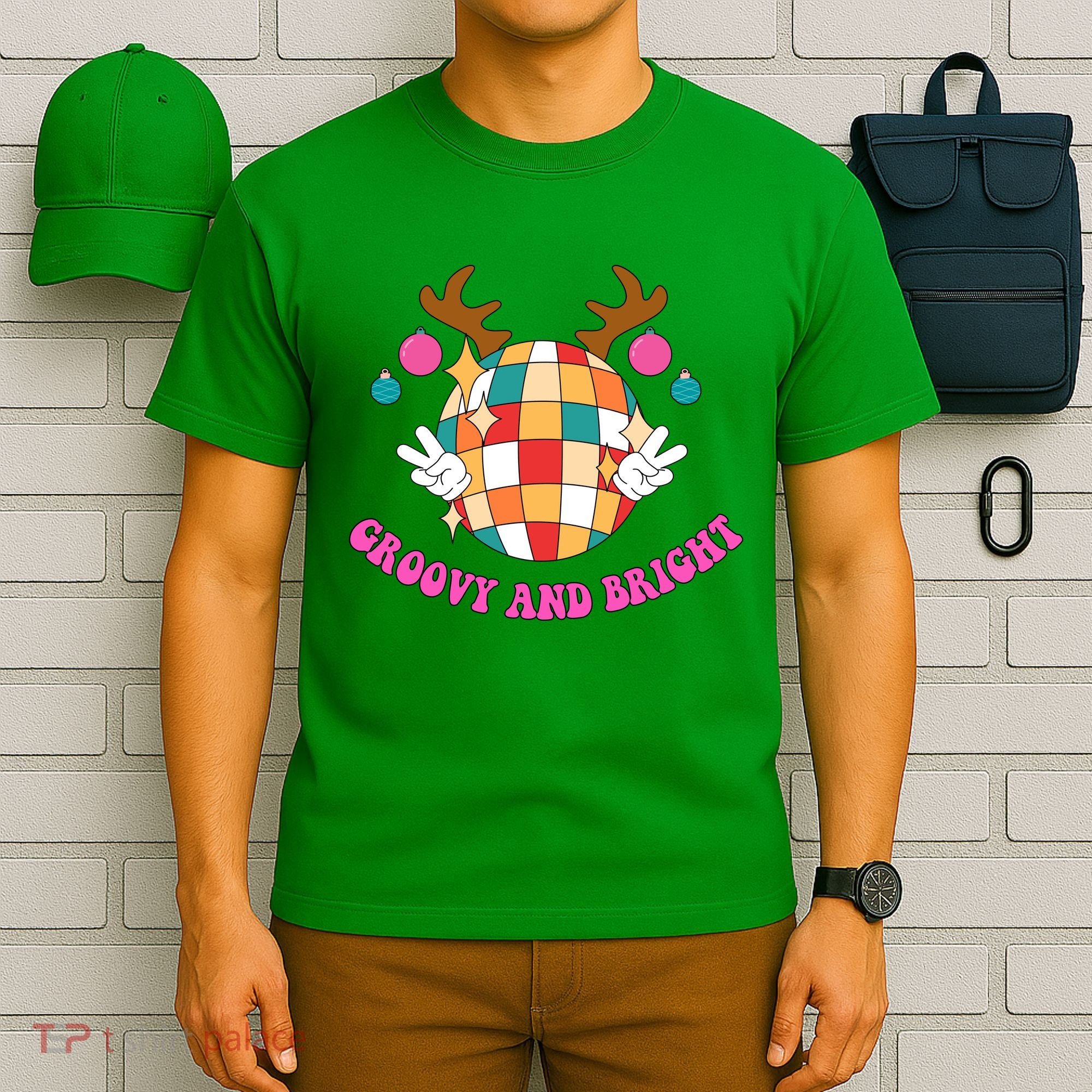 Groovy And Bright Disco Christmas Reindeer T-Shirt