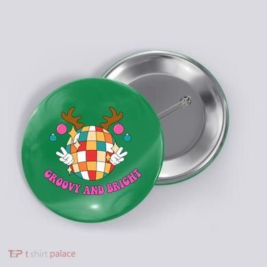 Groovy And Bright Disco Christmas Reindeer Button