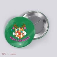 Groovy And Bright Disco Christmas Reindeer Button thumb 0