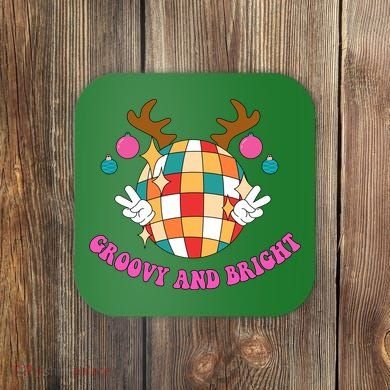 Groovy And Bright Disco Christmas Reindeer Coaster