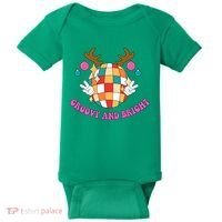 Groovy And Bright Disco Christmas Reindeer Baby Bodysuit thumb 0
