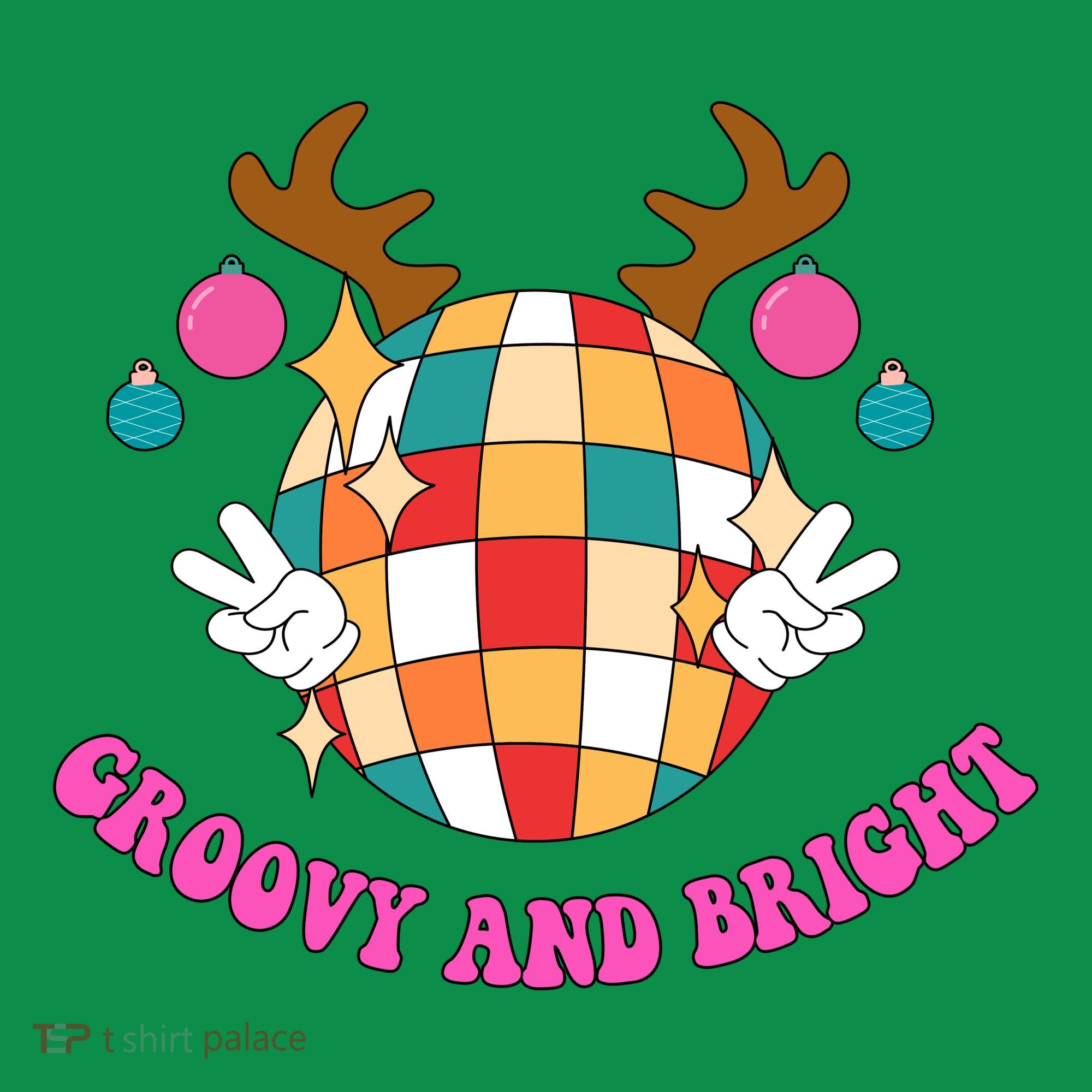 Groovy And Bright Disco Christmas Reindeer Baby Bodysuit