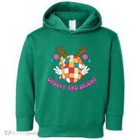 Groovy And Bright Disco Christmas Reindeer Toddler Hoodie thumb 0