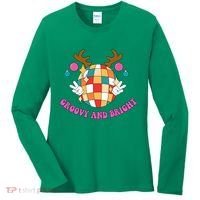 Groovy And Bright Disco Christmas Reindeer Women's Long Sleeve Shirt thumb 0