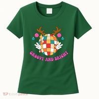 Groovy And Bright Disco Christmas Reindeer Women's T-Shirt thumb 0