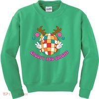 Groovy And Bright Disco Christmas Reindeer Kids Sweatshirt thumb 0