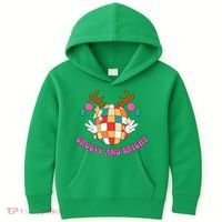 Groovy And Bright Disco Christmas Reindeer Kids Hoodie thumb 0