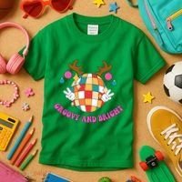 Groovy And Bright Disco Christmas Reindeer Kids T-Shirt thumb 3