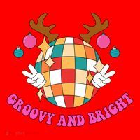 Groovy And Bright Disco Christmas Reindeer Santa Hat thumb 1