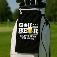 Golf And Beer That's Why I'm Here | Funny Golf Player Sarcasm Golf Towel thumb 2