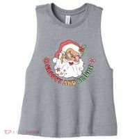 Groovy And Bright Santa Claus Christmas Women's Racerback Cropped Tank thumb 0
