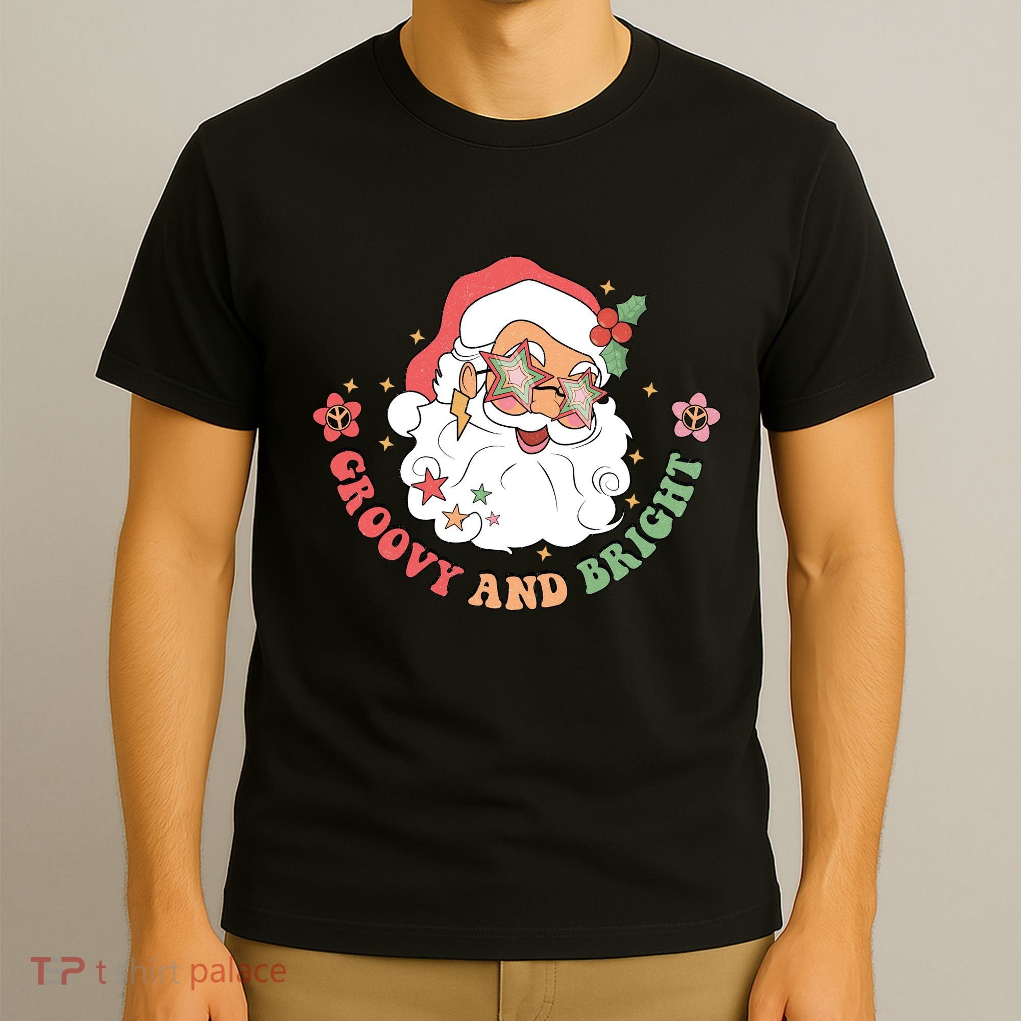 Groovy And Bright Santa Claus Christmas T-Shirt