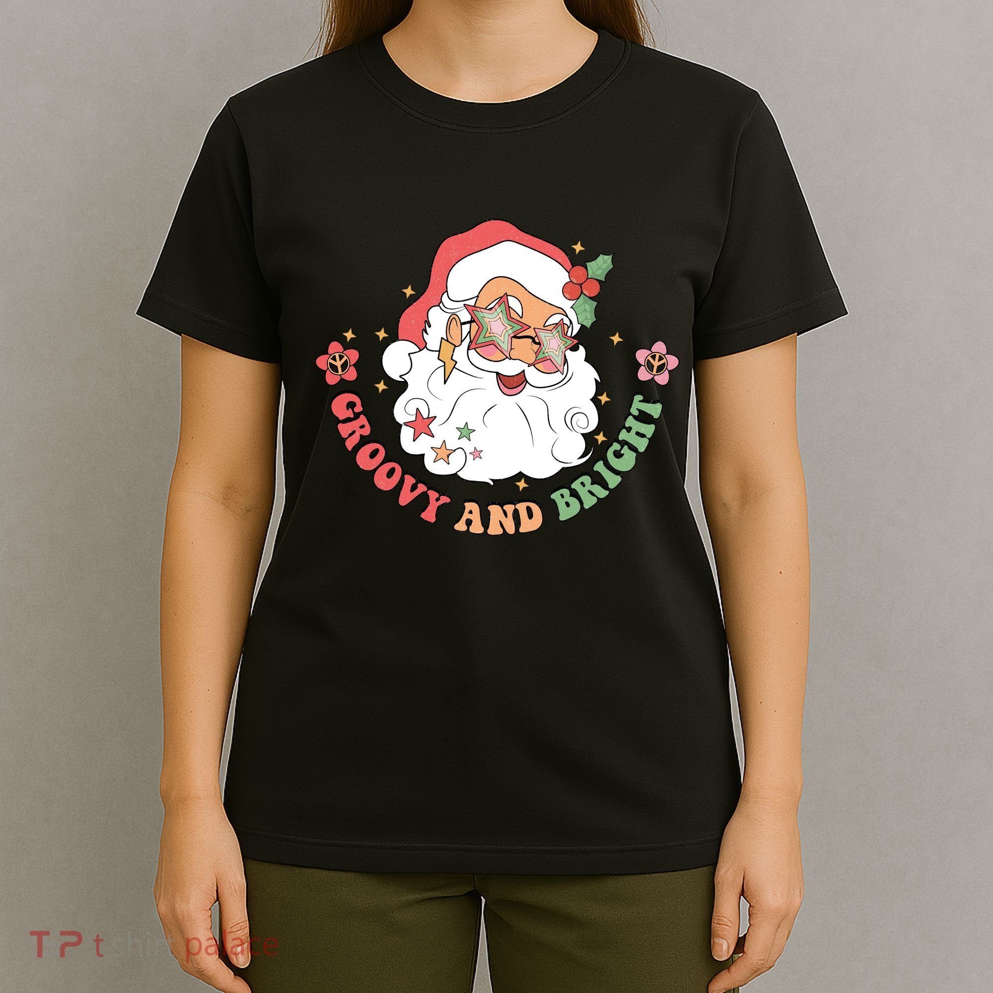 Groovy And Bright Santa Claus Christmas T-Shirt