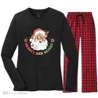 Groovy And Bright Santa Claus Christmas Women's Long Sleeve Flannel Pajama Set  thumb 0