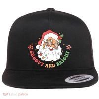Groovy And Bright Santa Claus Christmas Flat Bill Trucker Hat thumb 0