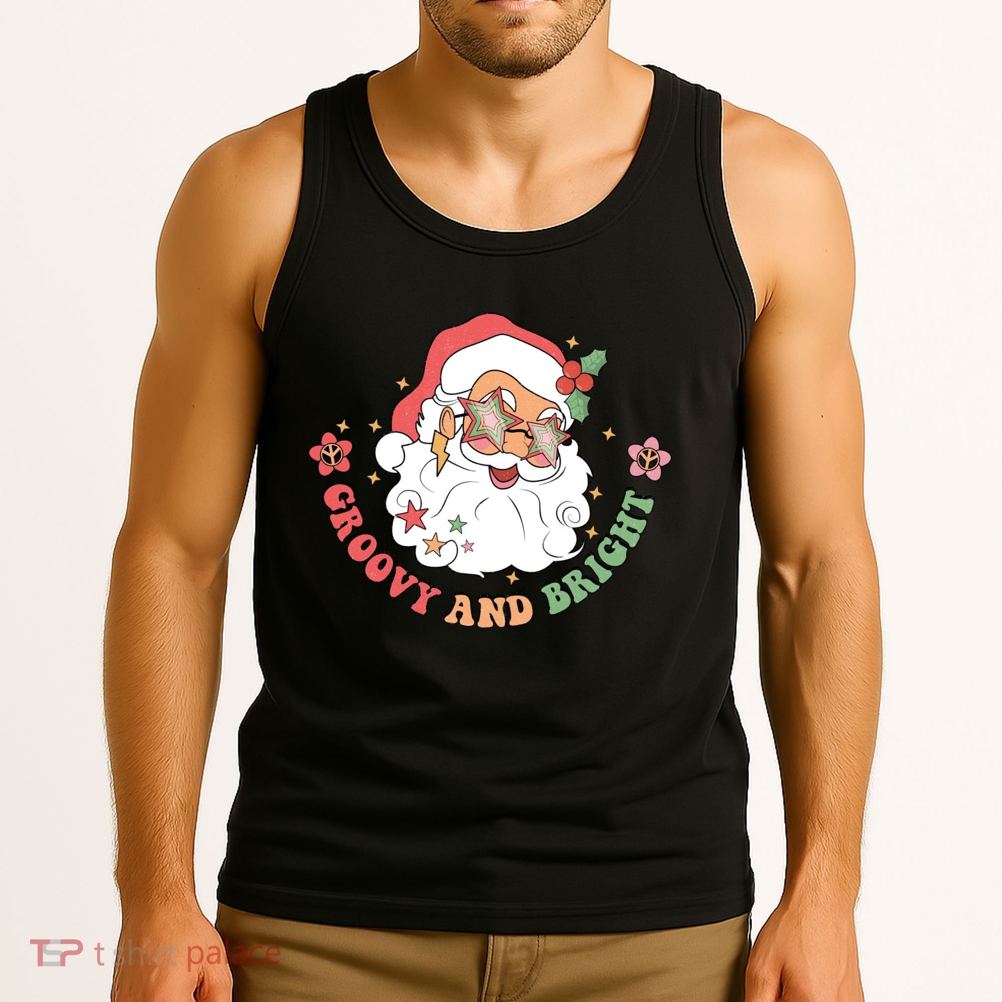 Groovy And Bright Santa Claus Christmas Tank Top