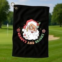 Groovy And Bright Santa Claus Christmas Golf Towel thumb 1